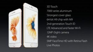 The slide released by Apple from their keynote event detailing the iPhone 6S' specs.