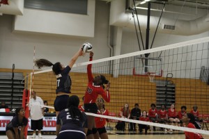 Women’s volleyball fights for points in a match against Solon.