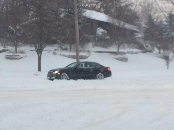 This car was stuck in the snow on Shelburne Road for more than five minutes during the morning of Feb. 18. Hutchings did not cancel school that Tuesday in part because of the high schools delayed start.