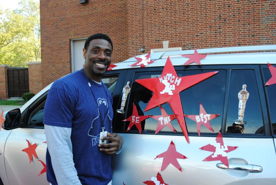 Assistant Principal Eric Hutchinson participates in the Homecoming Parade in 2012. Hutchinson has read names at commencement since 2004.