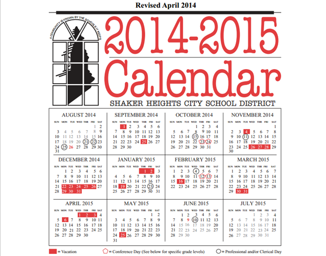 The 2014-2015 school calendar, released April 11, shortens spring break, among other changes.