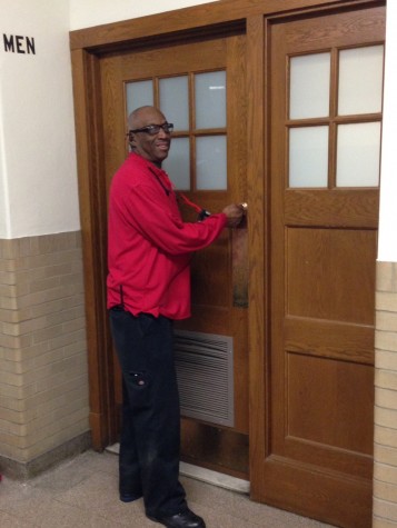 Security guard Curtis Hughley locks the third floor men's bathroom door Feb. 6.