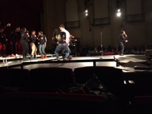 Sankofa members dance at the preview assembly Feb. 27.