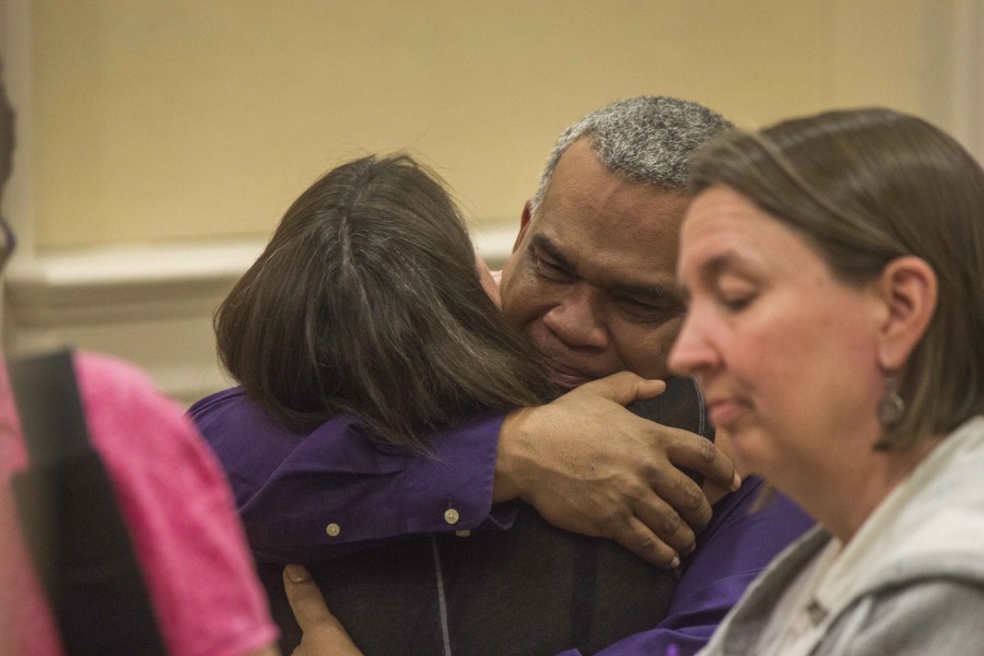 After the faculty meeting April 13, where Principal Michael Griffith announced his resignation, he grew teary again and embraced his colleagues.