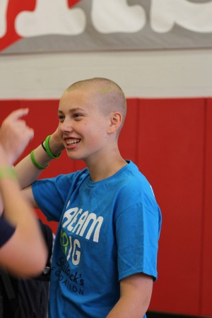 Sophomore Sheila Scanlon, after her turn for shaving.