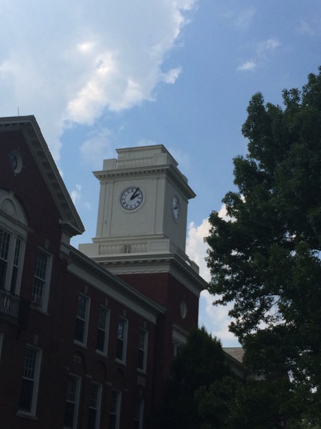 The Woodbury Clock Tower in its present state without the cupola. After a summer storm, the structure began to lean and the top portion was removed.