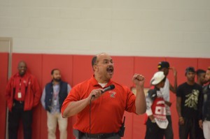 Interim Principal James Reed III speaks at the pep rally held Oct. 16