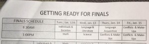 The final exam schedule is given to students. Dec. 12, 2015