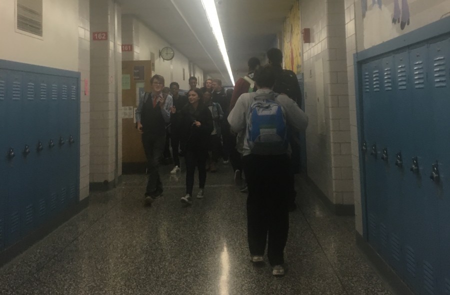 The hallways of the high school between classes are often crowded with those who stop to socialize, impeding students trying to get through. 