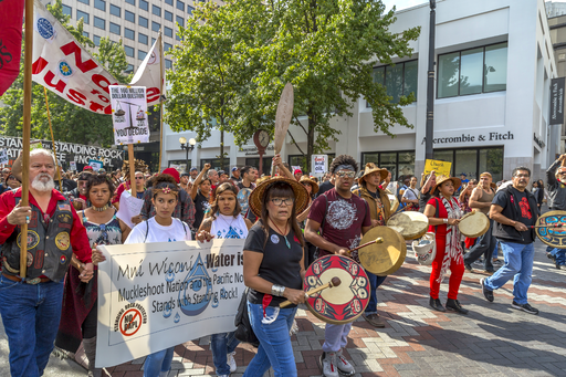 An anti-DAPL protest in Seattle, WA.