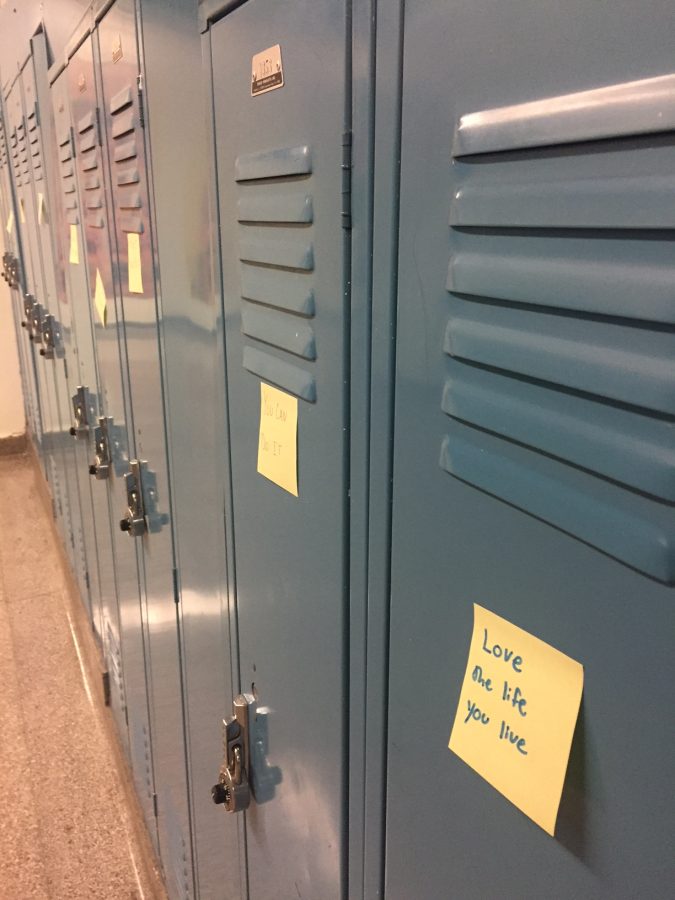 Encouraging messages were distributed on lockers the first morning of second semester. 