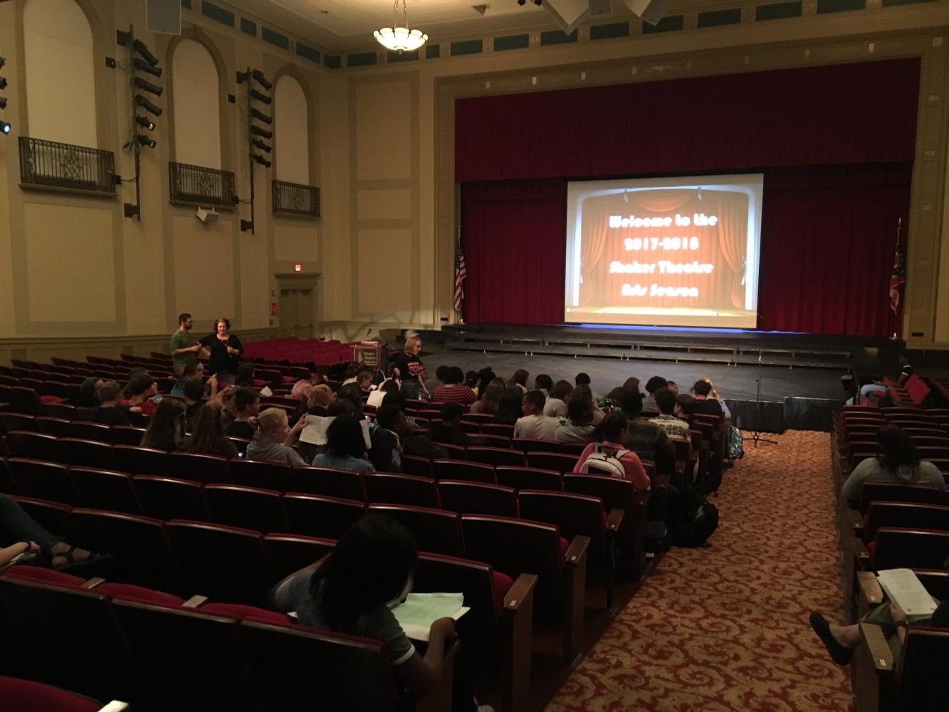 Students attend the annual Theater Department social Aug. 30 in the Large Auditorium.