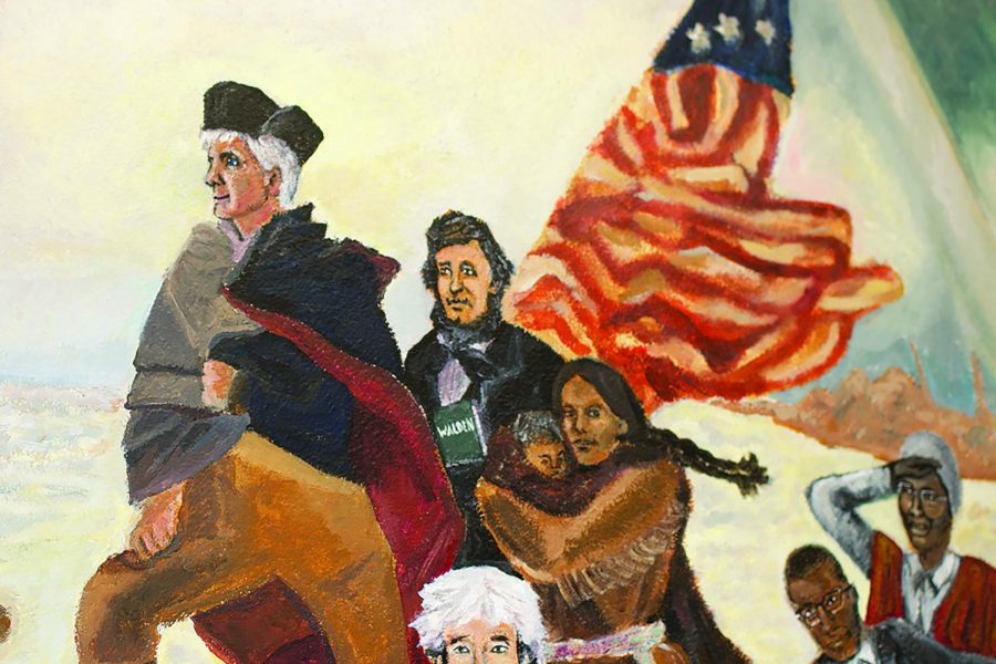 The mural of former teacher Timothy Mitchell painted as George Washington was met by controversy in 2011.