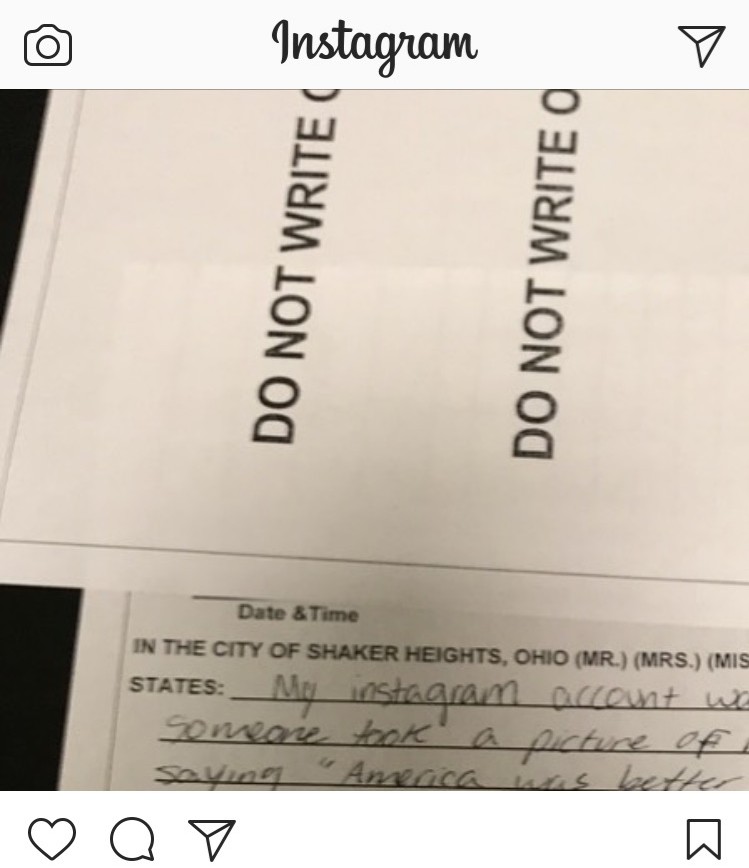 An+Instagram+post+using+demeaning+language+about+African-Americans+was+taken+down+by+the+user+soon+after+it+was+posted.+The+user+replaced+it+with+an+apology+and+explanation%2C+followed+by+a+picture+of+the+police+report+she+completed.