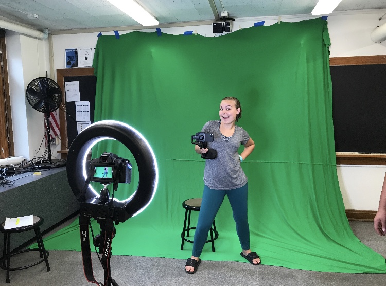 Film Club President Rebecca Rhodes poses with her equipment.