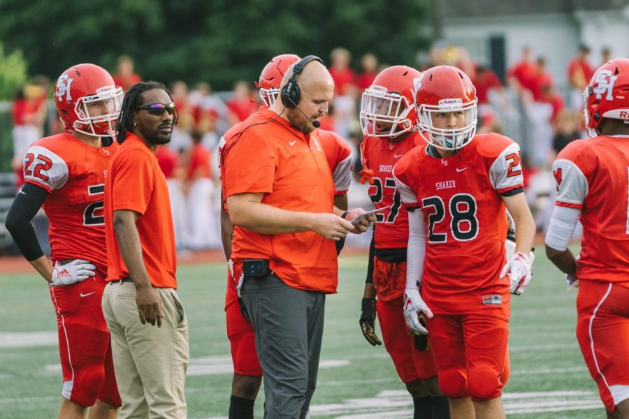 Alex Nicholson guides the football team to a win versus Garfield Heights at Russell H. Rupp Stadium Aug. 30.