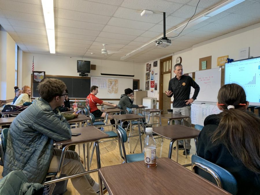 Math teacher Ray Durban instructs his students in school for the last time before the state-mandated, three-week closure, ordered to slow the spread of the COVID-19 virus, begins. 