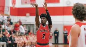 Sophomore point guard Danny Young, Jr. follows through after a free throw versus Mentor Jan. 10.