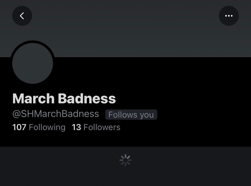 The March Badness twitter handle previous to when it was taken down.