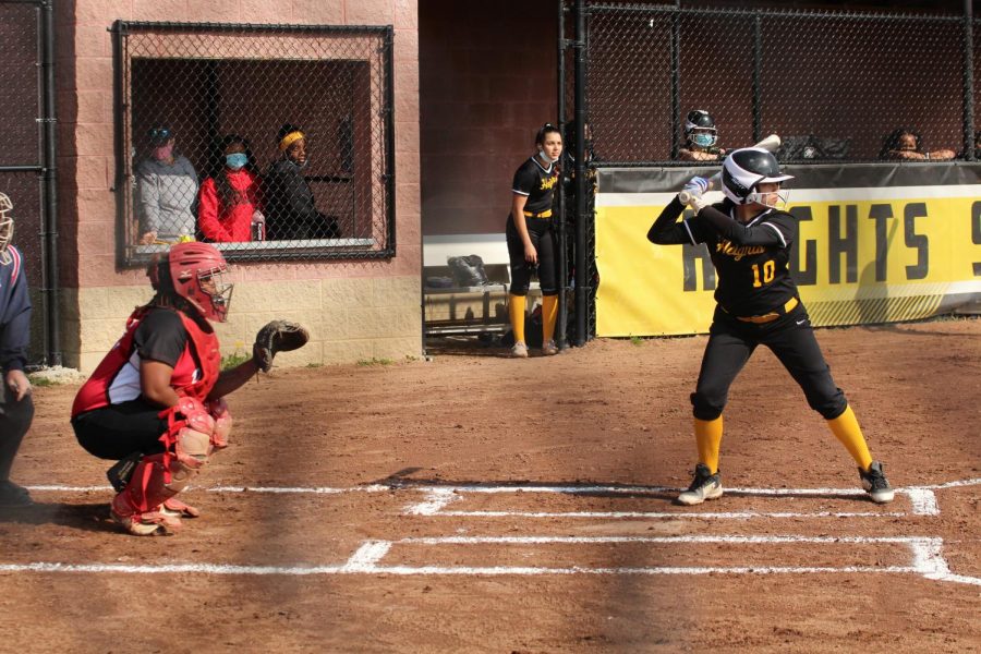 Shaker plays Cleveland Heights, a member of the LEL, in a softball game on April 26.