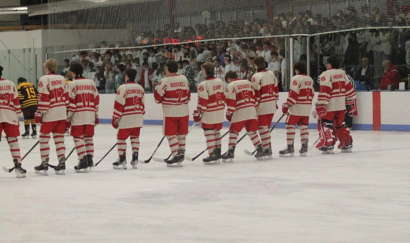 Students pack the stands for the hockey team's first home game of the season Nov. 19, 2021