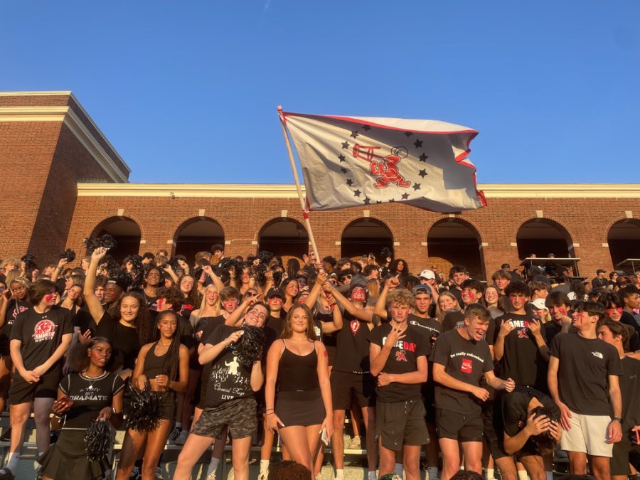 Students dress up in Black Out theme for the Aug. 19 Football home opener