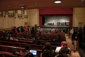 Students who had not selected a Tuesday Flex Block activity were instructed to report to the large auditorium via a P.A. announcement at the end of sixth period.