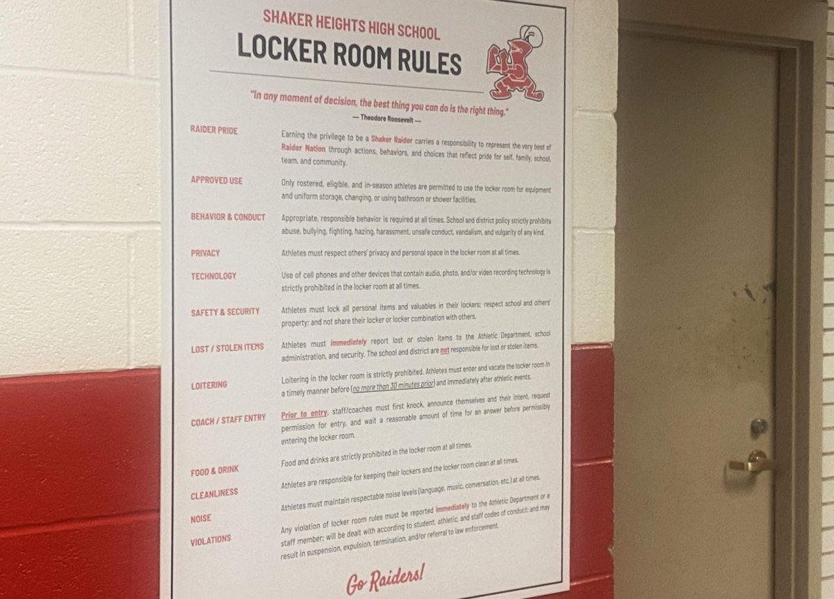 Posters detailing rules for locker room behavior were installed before school resumed this year. 