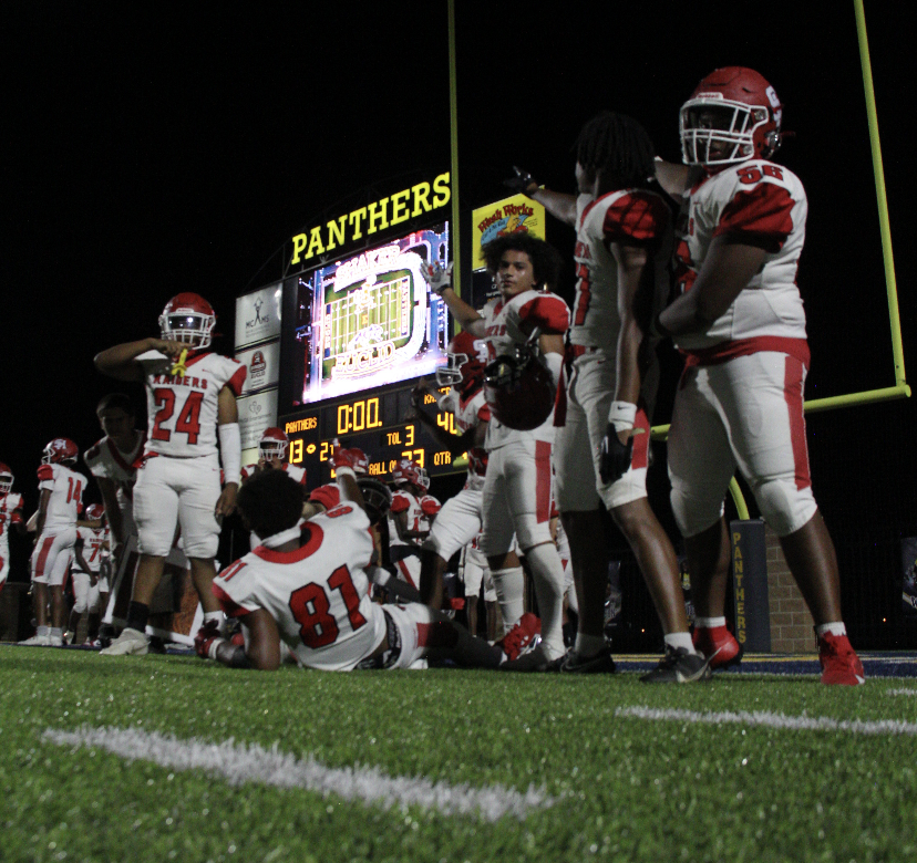 The scoreboard at Euclid Community Stadium shows the Raiders 40-13 defeat of the Panthers Sept. 8. Since the arrival of Offensive Coordinator Jim Kiernan, Shaker football has scored more than 40 points three times and has more than doubled last seasons point total.