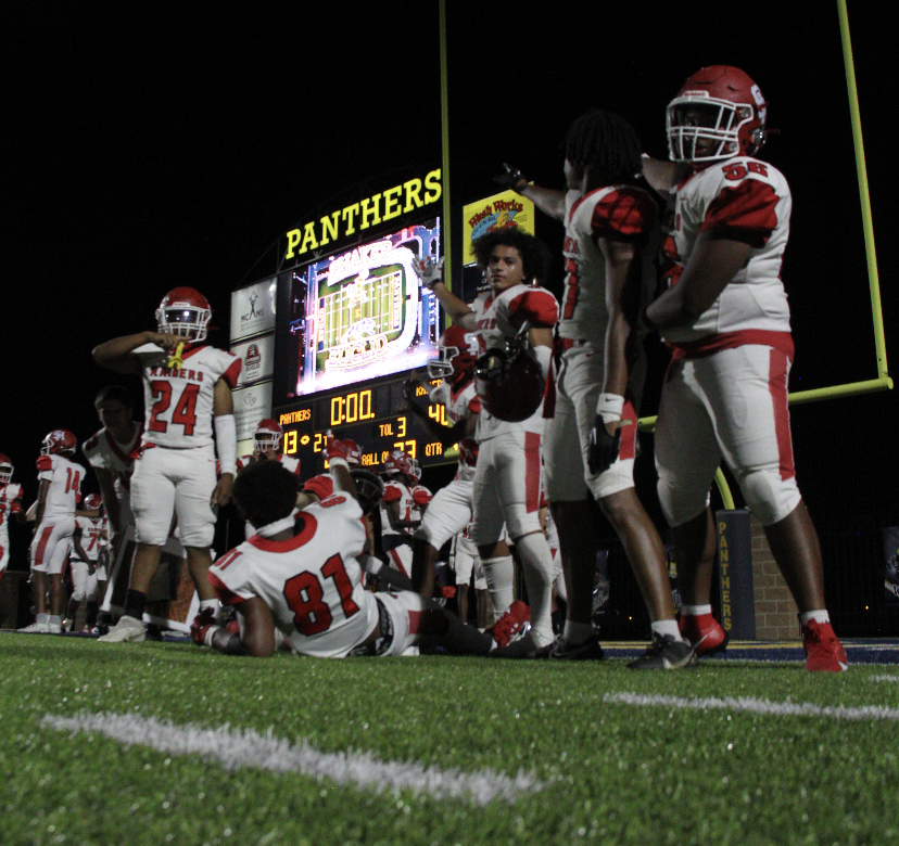 The scoreboard at Euclid Community Stadium shows the Raiders' 40-13 defeat of the Panthers Sept. 8. Since the arrival of Offensive Coordinator Jim Kiernan, Shaker football has scored more than 40 points three times and has more than doubled last season's point total.