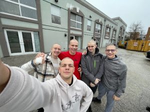 Swimmers Eliot Coutelen, Liam Coffey, Henry York, Johnny Coffey and Manuel Alvarado shaved their heads at Nicoletti Hair Styling in Woodmere Jan. 28. 
