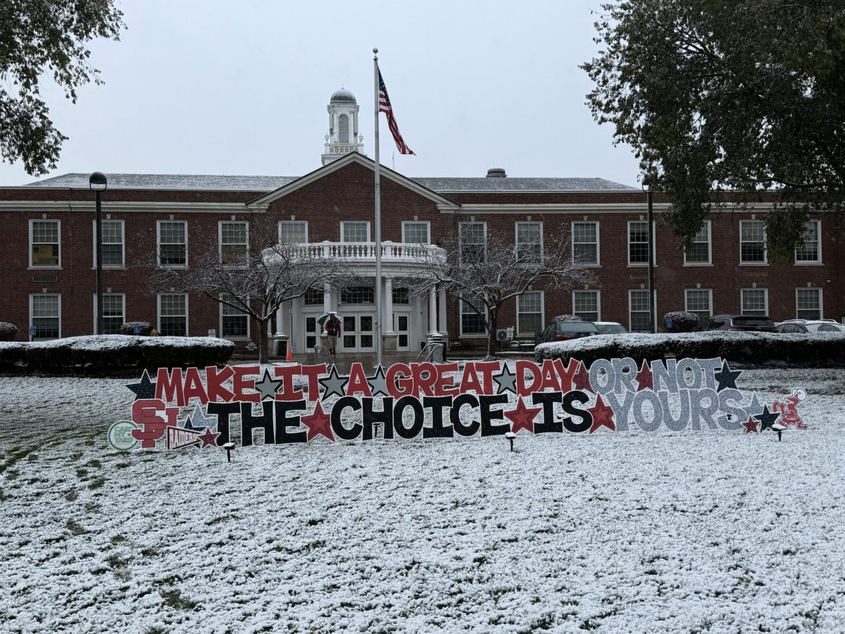 Principal Eric Juli's daily message to students about taking charge of their fate greeted the high school community this morning on the front lawn, courtesy of the high school PTO.