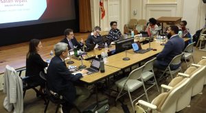 In this screenshot of the district's live stream, Interim Principal Isaiah Wyatt delivers a security update to the Board of Education during its Dec. 10 meeting in the high school's small auditorium. 