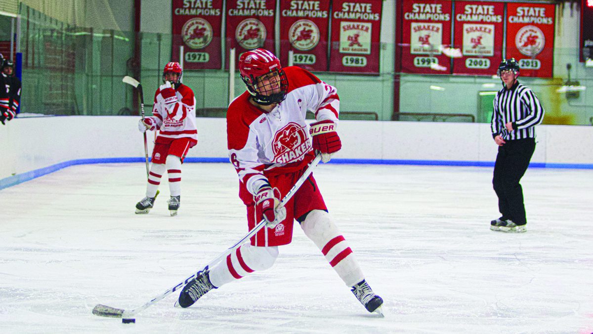 Ryan Lenahan winds up to shoot during a 5-2 win against Meadville Dec. 8. at Bartley Arena. 