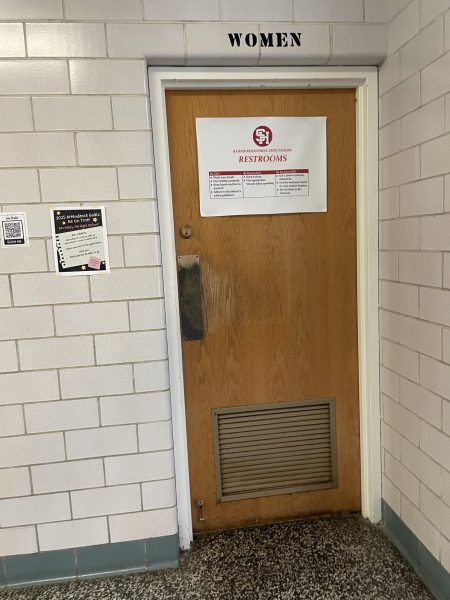 The women's restroom located in the first-floor front hallway was locked March 7 during 7th period. 