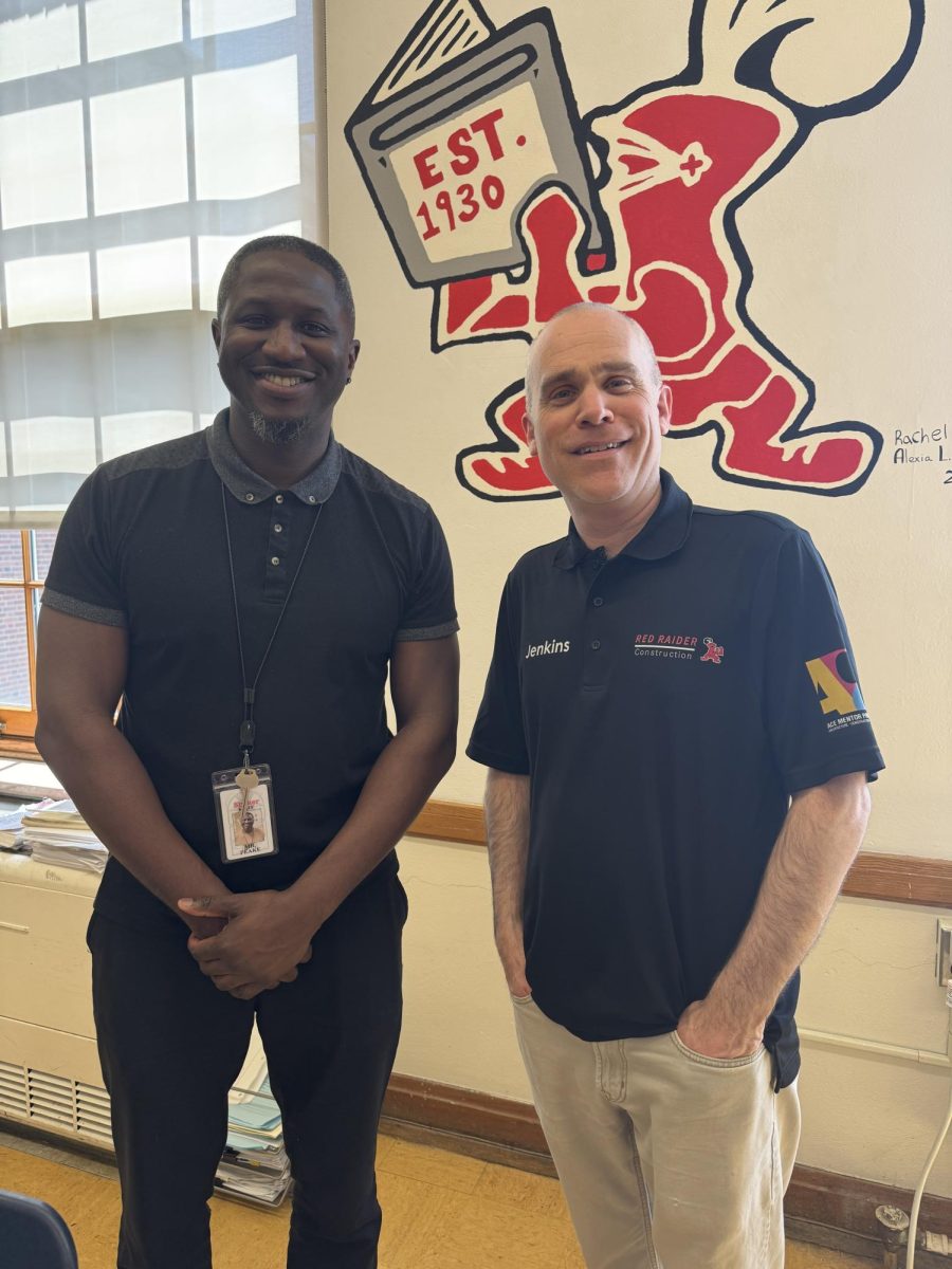 Guidance counselor David Peake (left) and math teacher Nevin Jenkins (right) pictured in room 231.