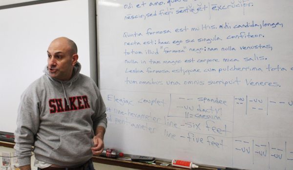 Latin teacher Joseph Barresi instructs an eighth-period class May 22 at the high school. 