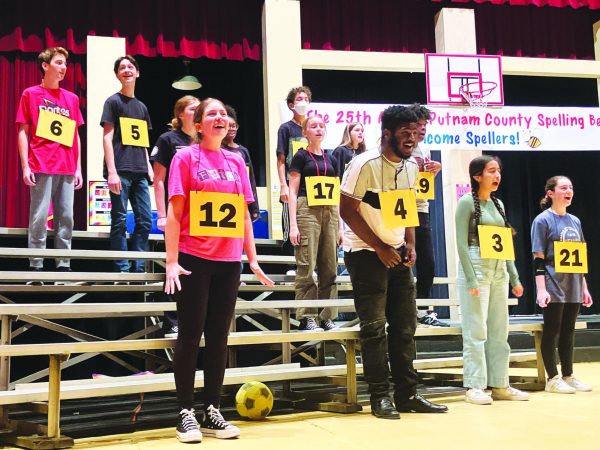 The cast of "The 25th Annual Putnam County Spelling Bee" rehearses the play's opening number in the fall. The show, which ran Nov. 21-23,  received five Dazzle nominations last week.