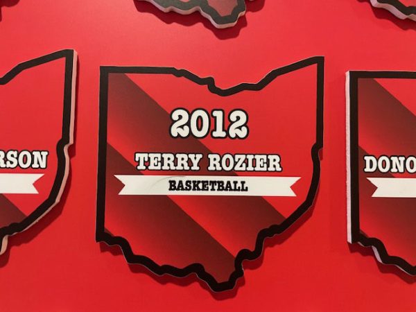 Terry Rozier's All-Ohio star is displayed in the high school's north gym lobby. Rozier was arrested Oct. 23 after a sports-betting investigation. He graduated in 2012 and played college basketball at Louiville for two years before being drafted 16th overall by the Boston Celtics in 2015.
