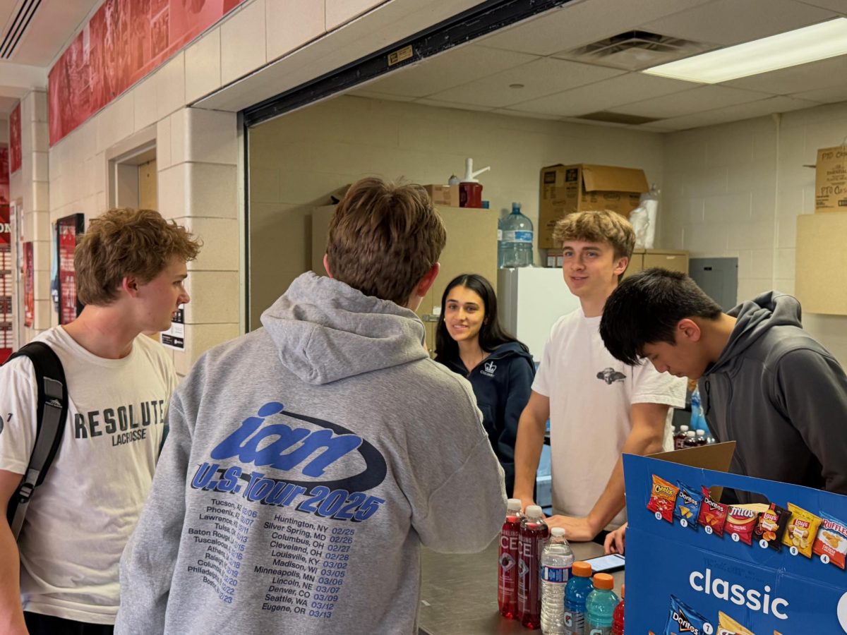 Youth Ending Hunger officers, Talia Kansal, Gus Grey, Bridget Barragate and Paolo Antonio Ligon sell concessions during the Student vs. Staff Basketball Game on Mar. 13 hosted by YEH. Junior YEH officer Bridget Barragate said it was a great learning experience for the club to sell concessions without help from teachers. “It was really interesting to be on the other side of things because I'm not used to students leading the concessions.” Barragate was excited with the amount of students who donated to the club. Said Barragate, “it was nice to see a good turnout.”