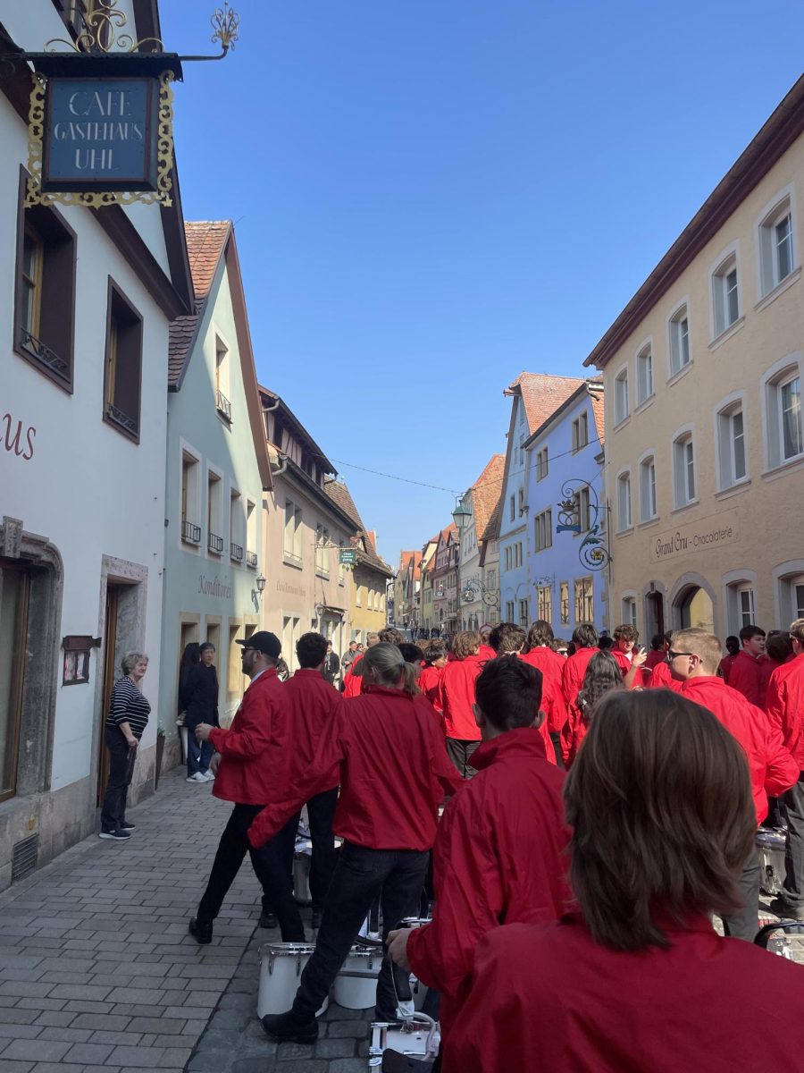 Shaker Heights High School Band Members prepare for a show in Rothenburg, Germany on Mar 20. The band travelled to Germany, Czechia and Austria from Mar 18 to Mar 27.